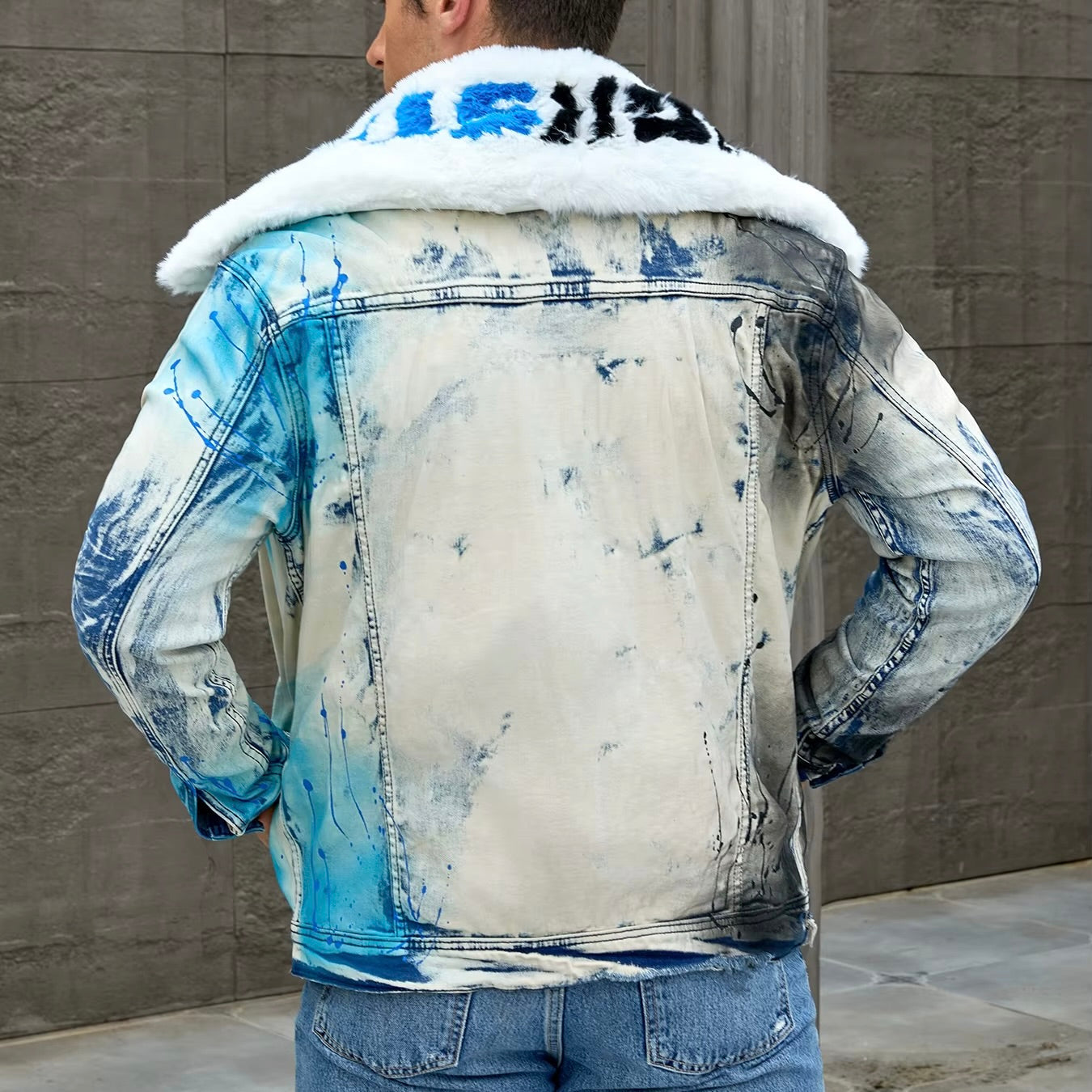 Blue Splatter Denim Jacket