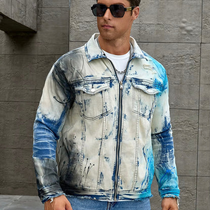 Blue Splatter Denim Jacket